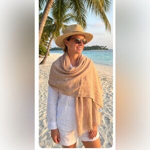 PORTOLANO Beige/Pink Linen Scarf